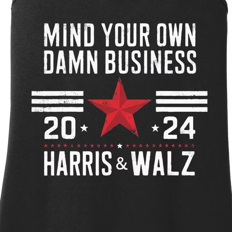 Mind Your Own Damn Business Kamala Harris Tim Walz Ladies Essential Tank