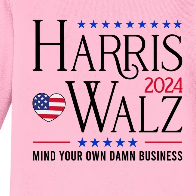 Mind Your Own Dawn Business Harris Walz 2024 Baby Long Sleeve Bodysuit