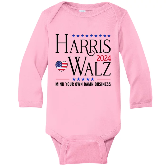 Mind Your Own Dawn Business Harris Walz 2024 Baby Long Sleeve Bodysuit