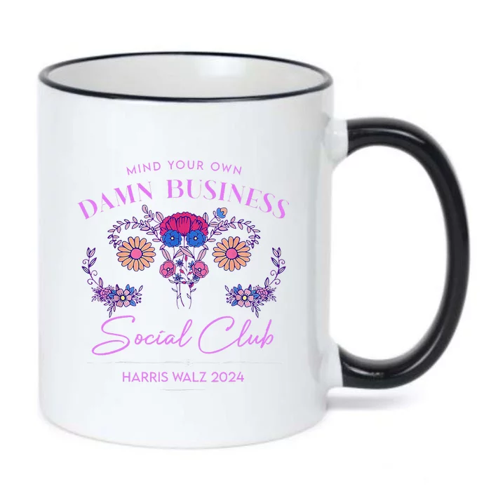 Mind Your Own Damn Business Harris Walz Waltz 2024 Floral Black Color Changing Mug