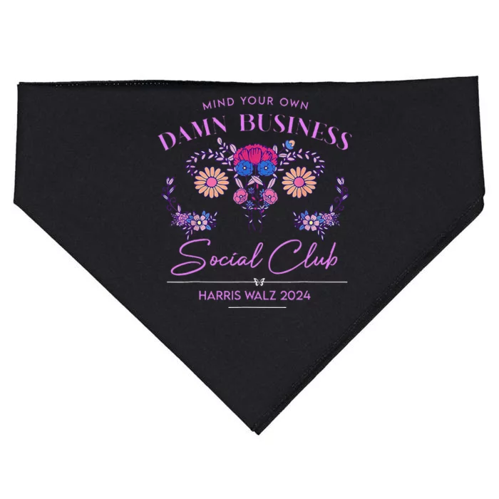 Mind Your Own Damn Business Harris Walz Waltz 2024 Floral USA-Made Doggie Bandana