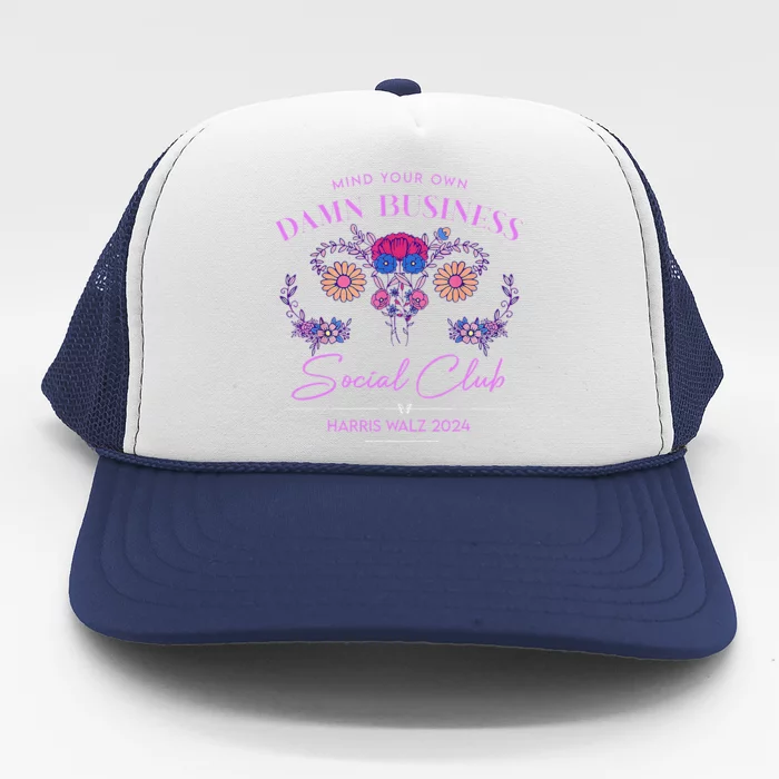 Mind Your Own Damn Business Harris Walz Waltz 2024 Floral Trucker Hat