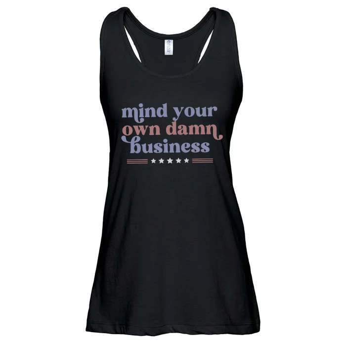 Mind Your Own Damn Business Tim Walz Harris Waltz Ladies Essential Flowy Tank