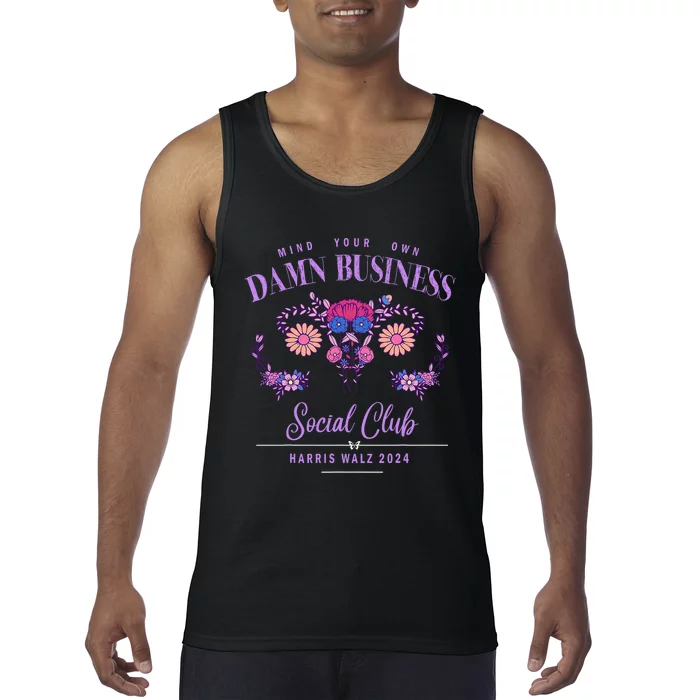 Mind Your Own Damn Business Harris Walz Waltz 2024 Floral Tank Top