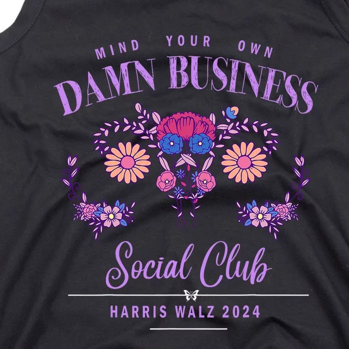 Mind Your Own Damn Business Harris Walz Waltz 2024 Floral Tank Top