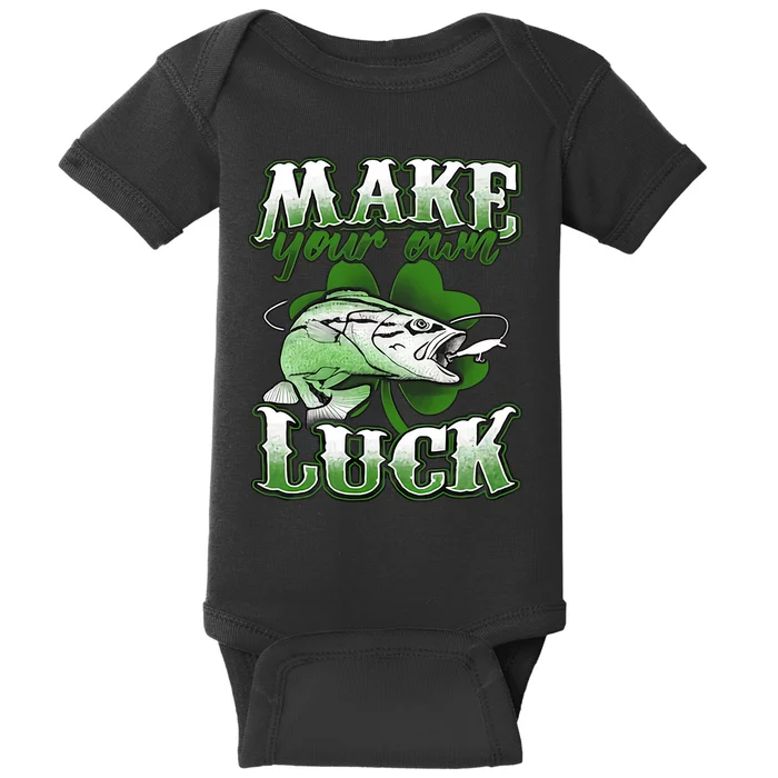 Make Your Own Luck Patrick's Day St Patty's Shamrock Fish Lucky Fishing Baby Bodysuit