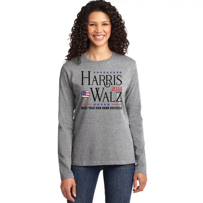 Mind Your Own Dawn Business Harris Walz Ladies Long Sleeve Shirt