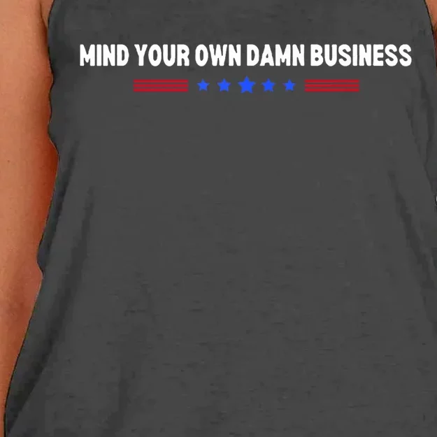 Mind Your Own Damn Business Women's Knotted Racerback Tank