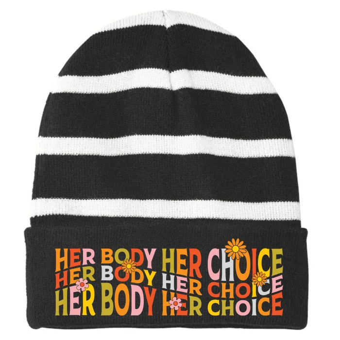 Mind Your Own Uterus Striped Beanie with Solid Band