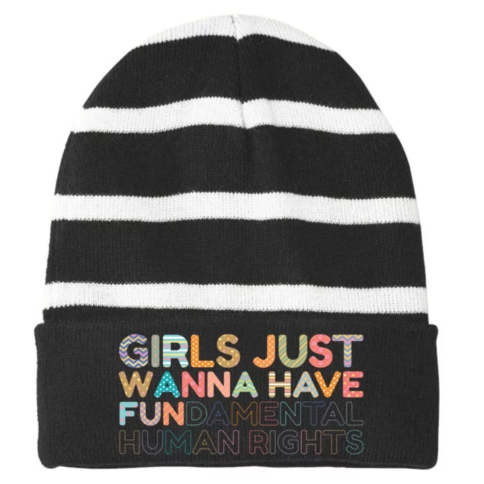 Mind Your Own Uterus Striped Beanie with Solid Band