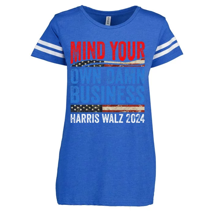 Mind Your Own Damn Business Harris Waltz 2024 Democrat Gift Enza Ladies Jersey Football T-Shirt