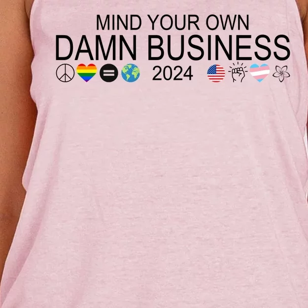 Mind Your Own Damn Business Democrat Pro Kamala Women's Knotted Racerback Tank