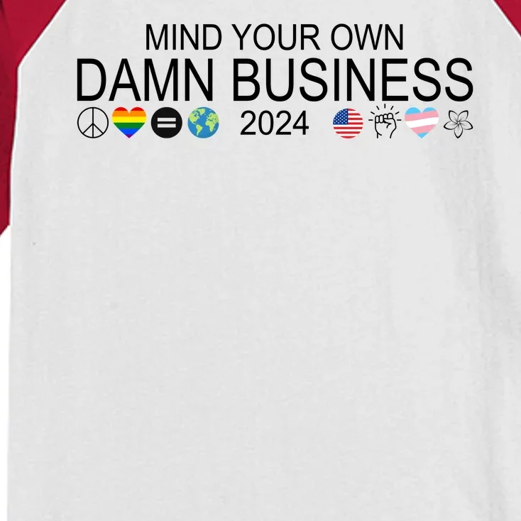 Mind Your Own Damn Business Democrat Pro Kamala Kids Colorblock Raglan Jersey