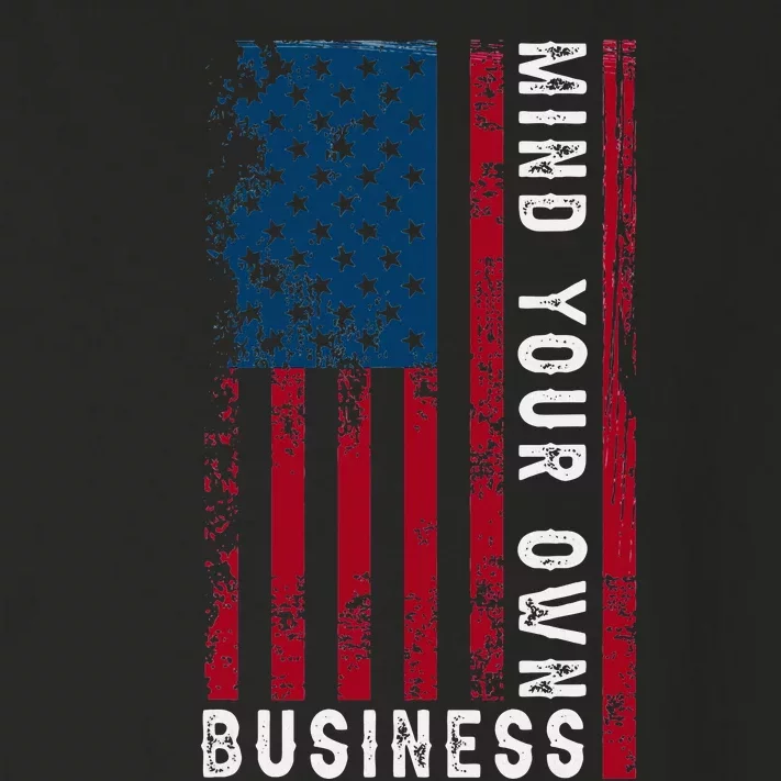 Mind Your Own Business Usa Flag Patriotic Retro Toddler Long Sleeve Shirt