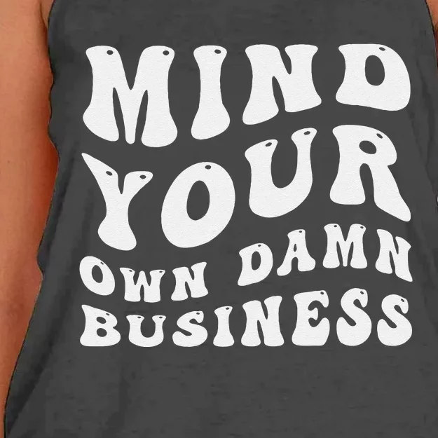 Mind Your Own Damn Business Harris Walz 2024 Women's Knotted Racerback Tank