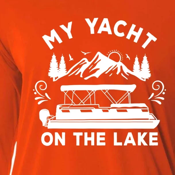 My Yacht On The Lake Pontoon Boat Mens Boating Cooling Performance Long Sleeve Crew