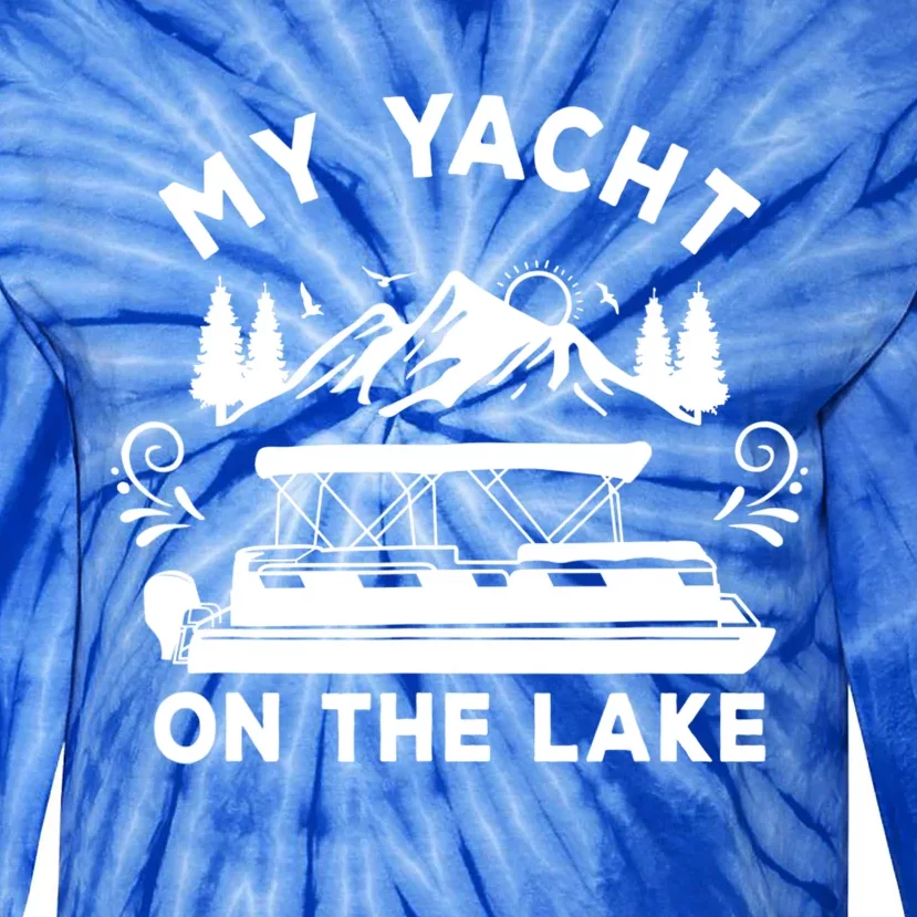 My Yacht On The Lake Pontoon Boat Mens Boating Tie-Dye Long Sleeve Shirt