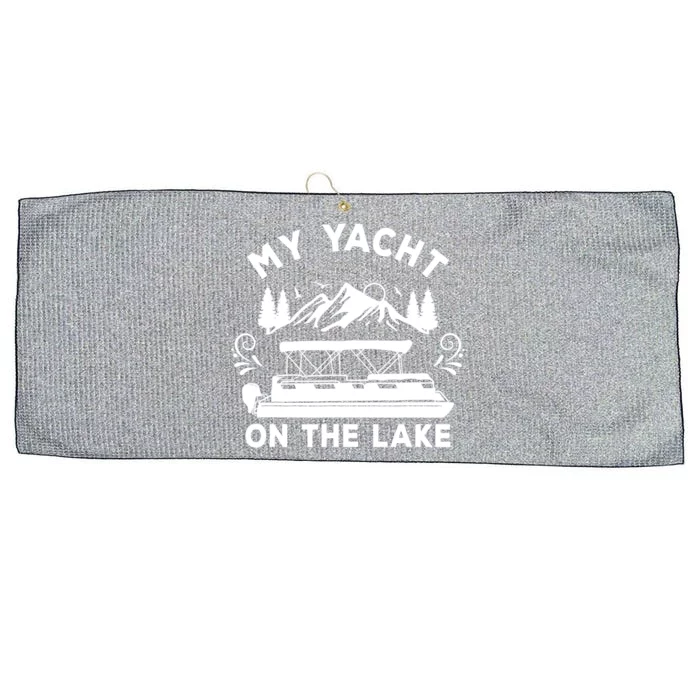 My Yacht On The Lake Pontoon Boat Mens Boating Large Microfiber Waffle Golf Towel