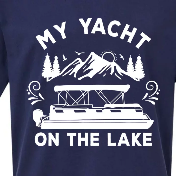 My Yacht On The Lake Pontoon Boat Mens Boating Sueded Cloud Jersey T-Shirt