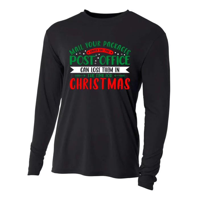 Mail Your Packages Early Christmas Graphic Cooling Performance Long Sleeve Crew