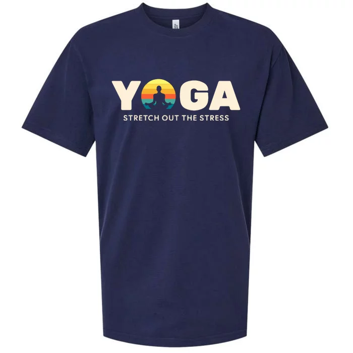 Motivational Yoga Quotes Stretch Out The Stress Positive Quotes Retro Yoga Sueded Cloud Jersey T-Shirt