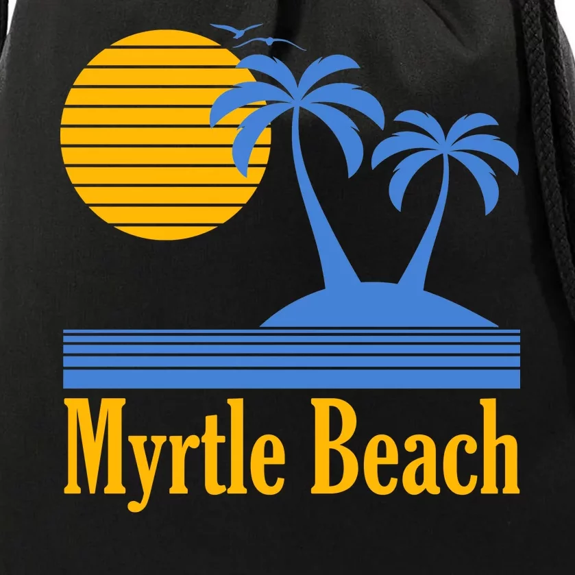 Myrtle Beach Summer Palm Tree Drawstring Bag