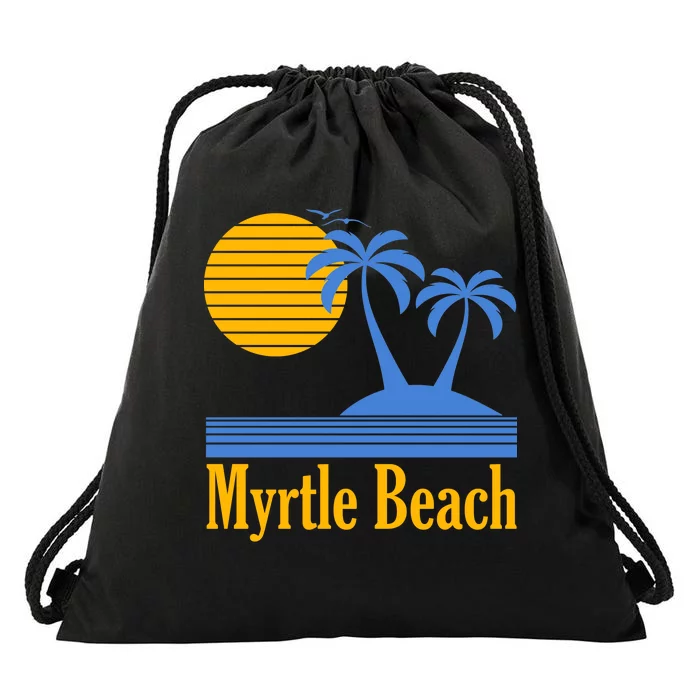 Myrtle Beach Summer Palm Tree Drawstring Bag