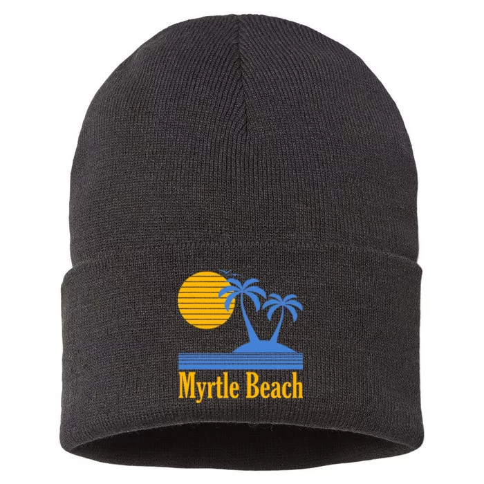 Myrtle Beach Summer Palm Tree Sustainable Knit Beanie