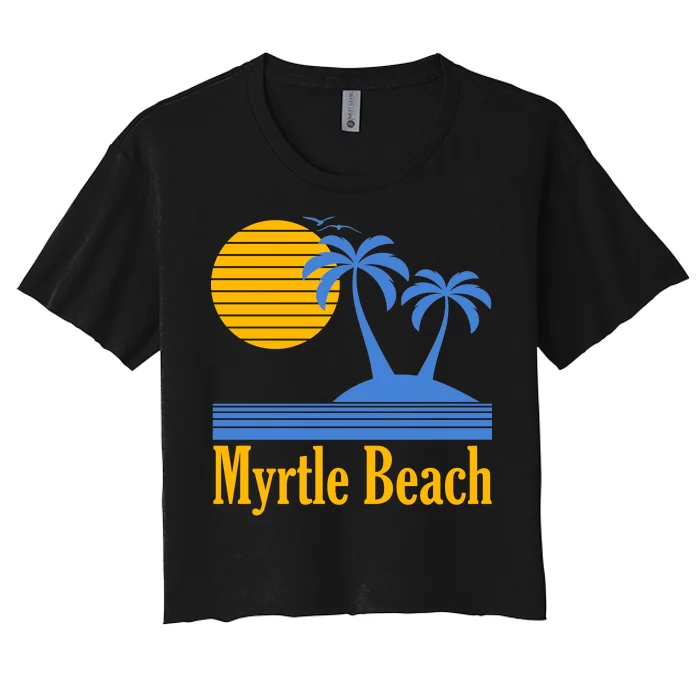 Myrtle Beach Summer Palm Tree Women's Crop Top Tee