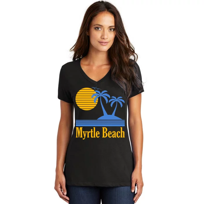 Myrtle Beach Summer Palm Tree Women's V-Neck T-Shirt