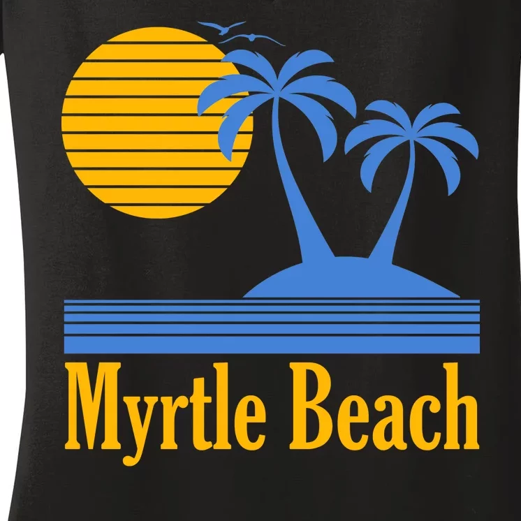 Myrtle Beach Summer Palm Tree Women's V-Neck T-Shirt