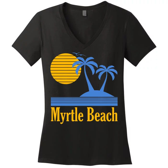 Myrtle Beach Summer Palm Tree Women's V-Neck T-Shirt