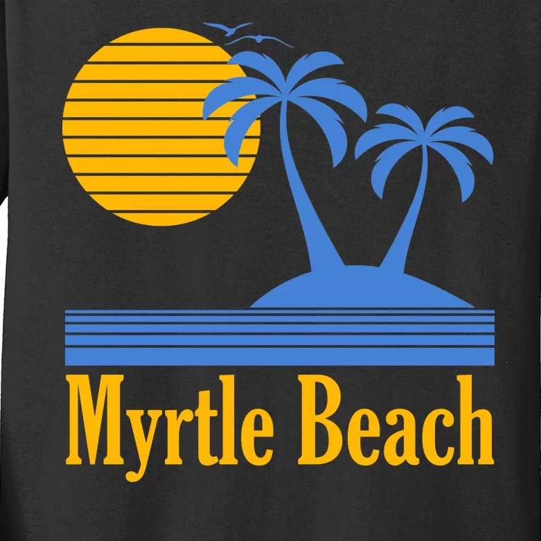 Myrtle Beach Summer Palm Tree Kids Long Sleeve Shirt