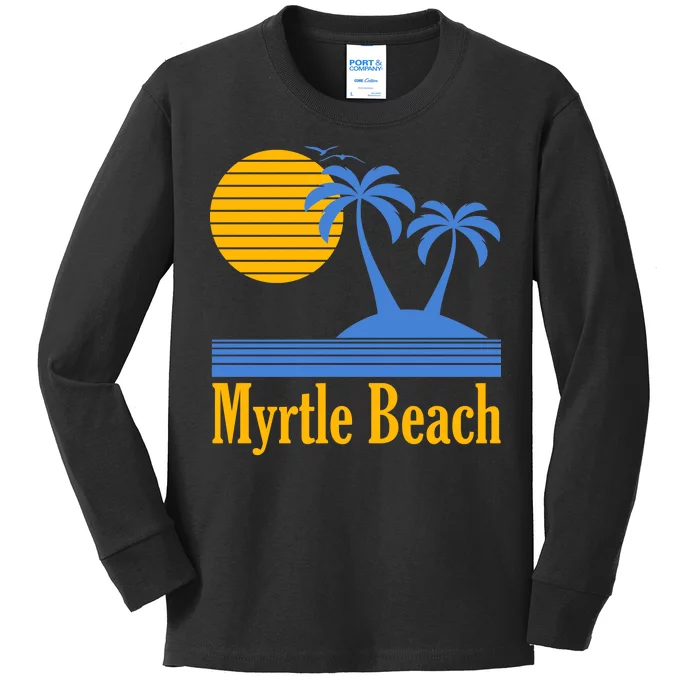 Myrtle Beach Summer Palm Tree Kids Long Sleeve Shirt