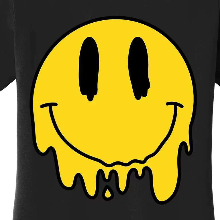 Melting Yellow Smile Funny Smiling Melted Dripping Face Cute Women's T-Shirt