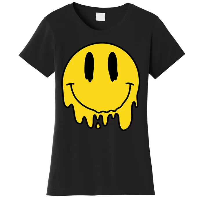 Melting Yellow Smile Funny Smiling Melted Dripping Face Cute Women's T-Shirt