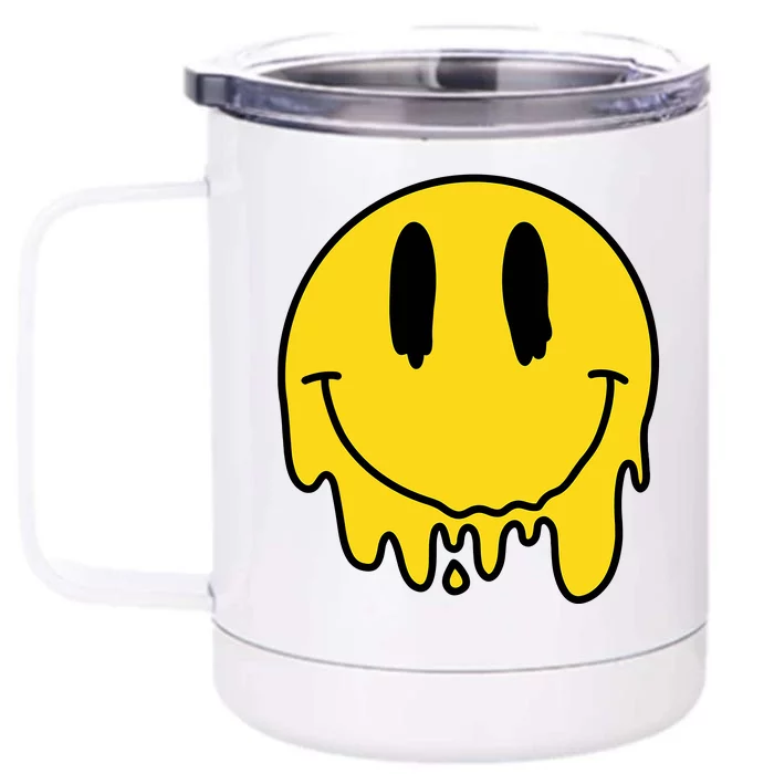 Melting Yellow Smile Funny Smiling Melted Dripping Face Cute Front & Back 12oz Stainless Steel Tumbler Cup