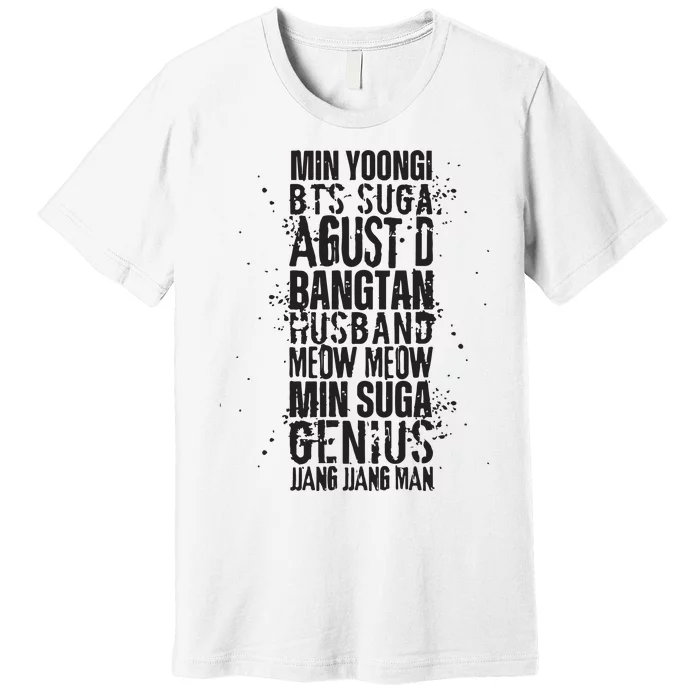 Min Yoongi Suga Agust D Nicknames Premium T-Shirt