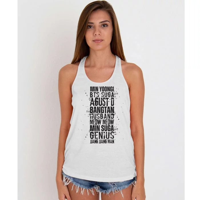 Min Yoongi Suga Agust D Nicknames Women's Knotted Racerback Tank