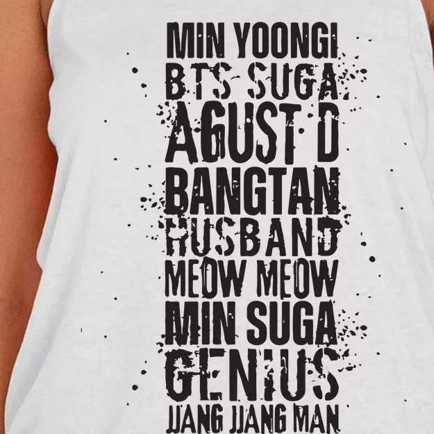 Min Yoongi Suga Agust D Nicknames Women's Knotted Racerback Tank