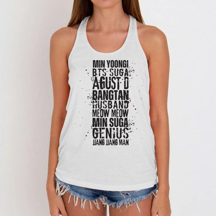 Min Yoongi Suga Agust D Nicknames Women's Knotted Racerback Tank