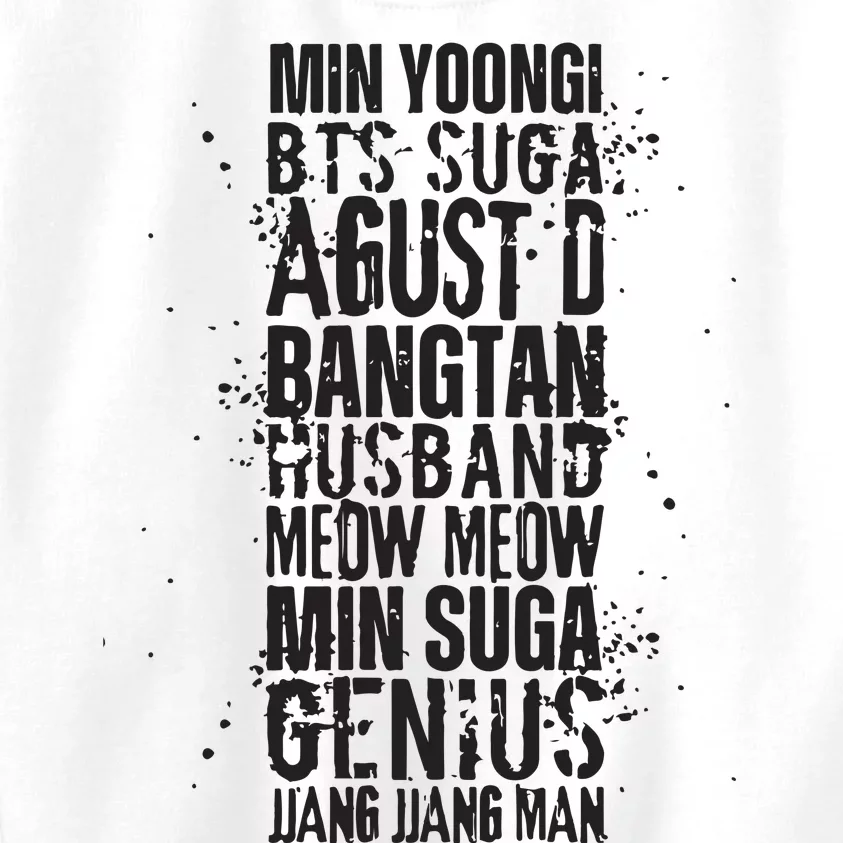 Min Yoongi Suga Agust D Nicknames Kids Sweatshirt