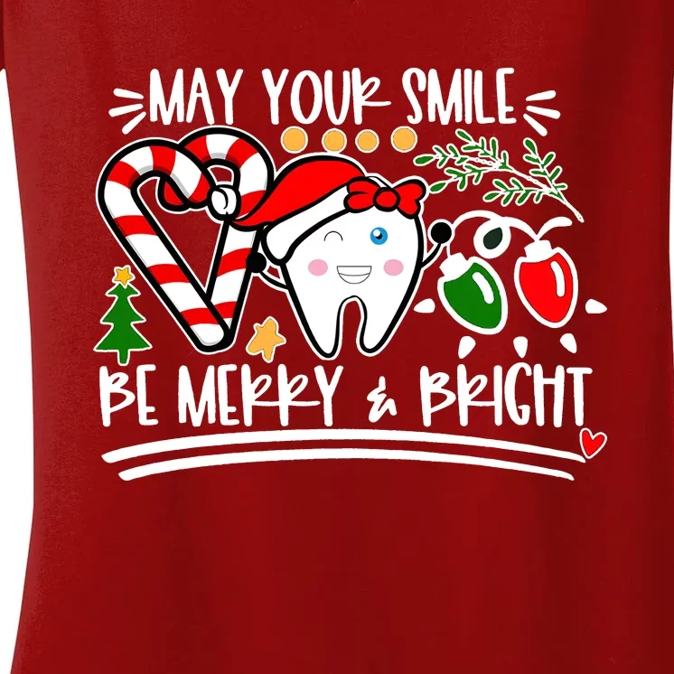 May Your Smile Be Merry Bright Christmas Holiday Season Women's V-Neck T-Shirt