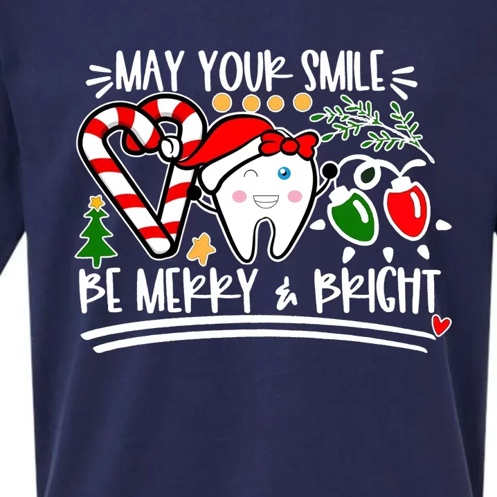 May Your Smile Be Merry Bright Christmas Holiday Season Sueded Cloud Jersey T-Shirt