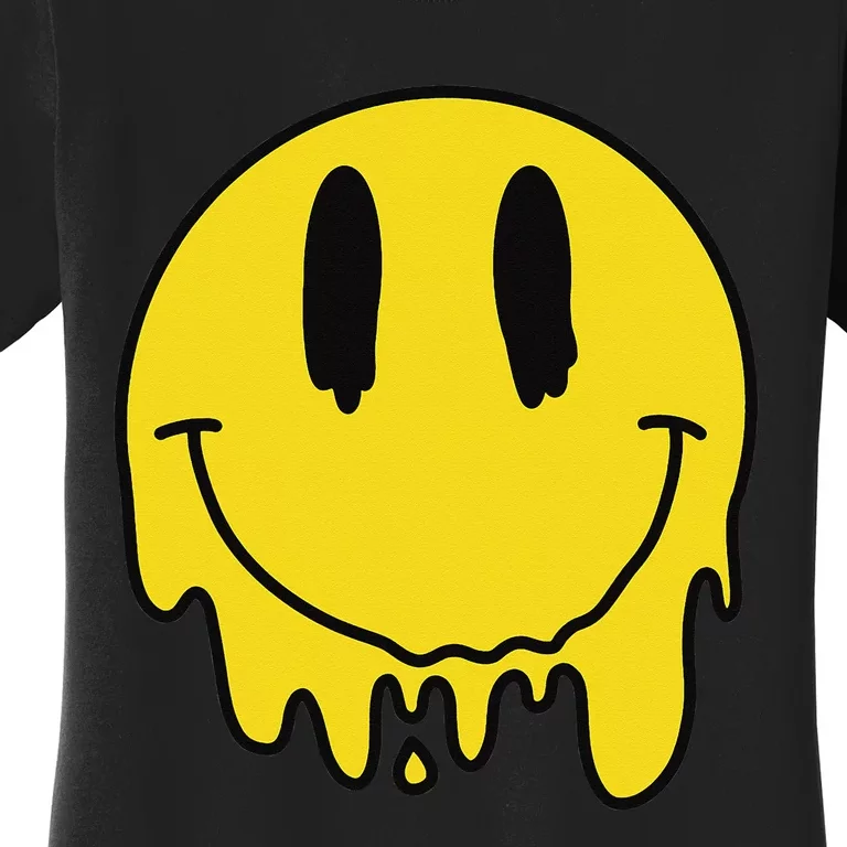 Melting Yellow Smile Funny Smiling Melted Dripping Face Cute Women's T-Shirt