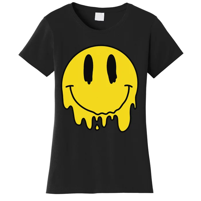 Melting Yellow Smile Funny Smiling Melted Dripping Face Cute Women's T-Shirt