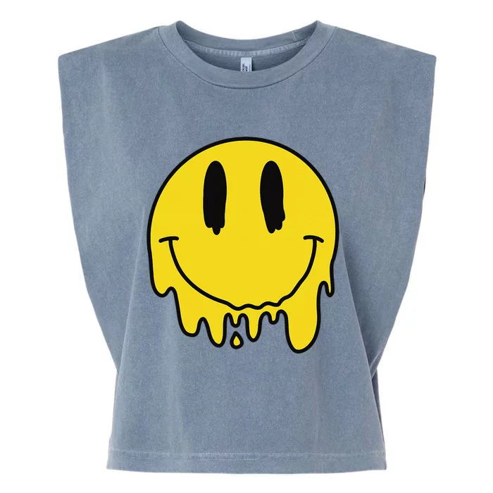 Melting Yellow Smile Funny Smiling Melted Dripping Face Cute Garment-Dyed Women's Muscle Tee