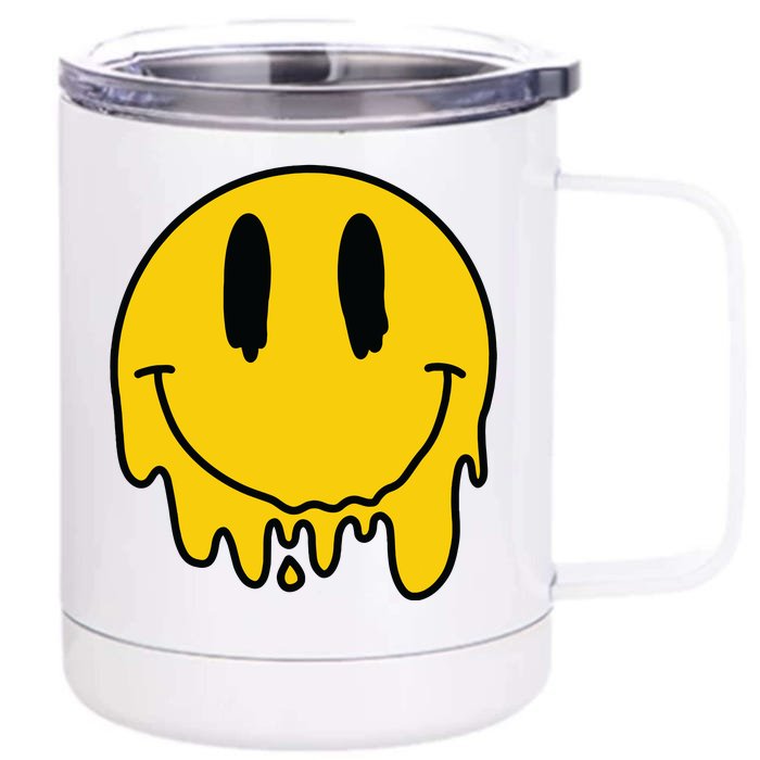 Melting Yellow Smile Funny Smiling Melted Dripping Face Cute Front & Back 12oz Stainless Steel Tumbler Cup