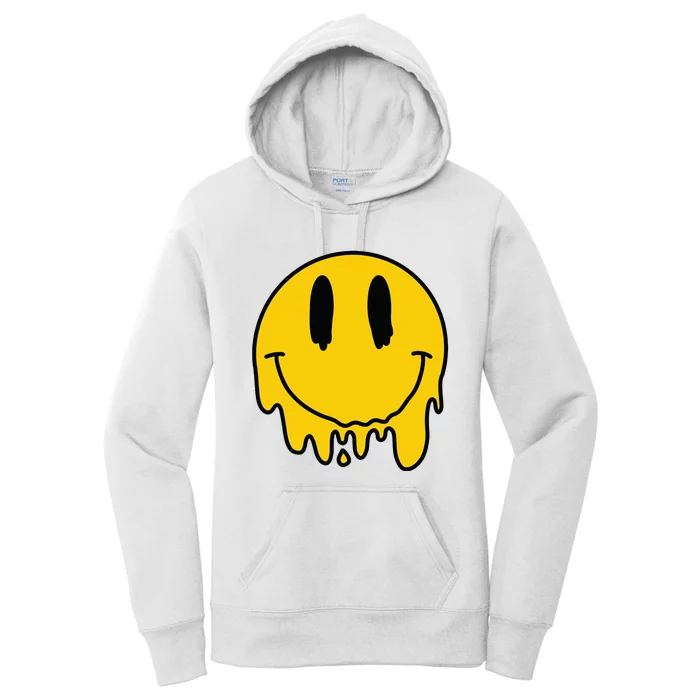 Melting Yellow Smile Funny Smiling Melted Dripping Face Cute Women's Pullover Hoodie