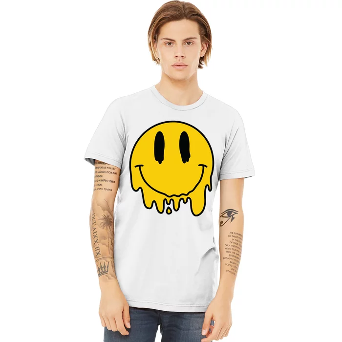 Melting Yellow Smile Funny Smiling Melted Dripping Face Cute Premium T-Shirt